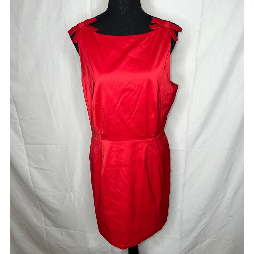 Gianni Bini Lilly Sisto Red Bow Shoulder Sheath Dress 10 Cocktail Party Women